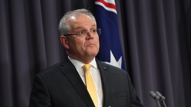 Prime Minister Scott Morrison during the press conference. (Photo by Sam Mooy/Getty Images)