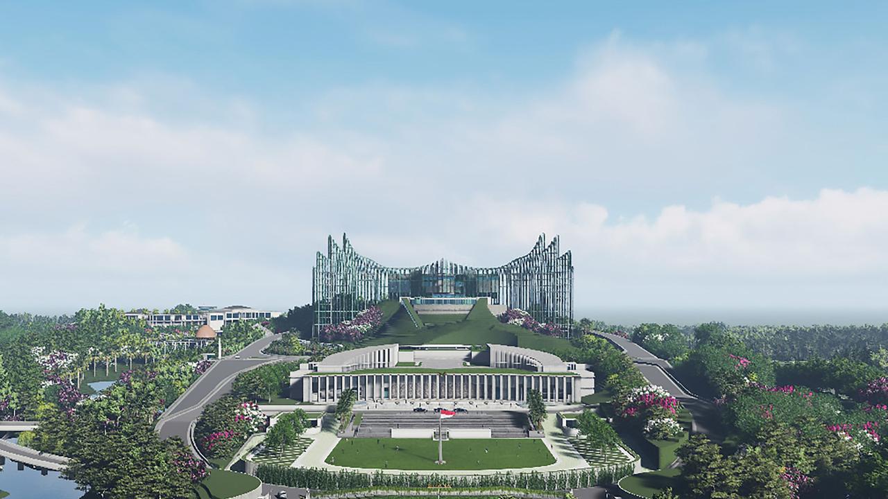 A computer-generated image of Indonesia's future presidential palace in East Kalimantan, as part of the country's relocation of its capital from slowly sinking Jakarta. Picture: AFP