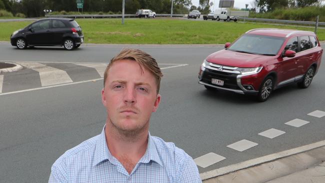 Division 1 candidate Alec Pokarier has a plan to fix roundabouts near the M1 at Ormeau, which he says see residents spend up to 45 minutes in traffic daily. Picture: Glenn Hampson