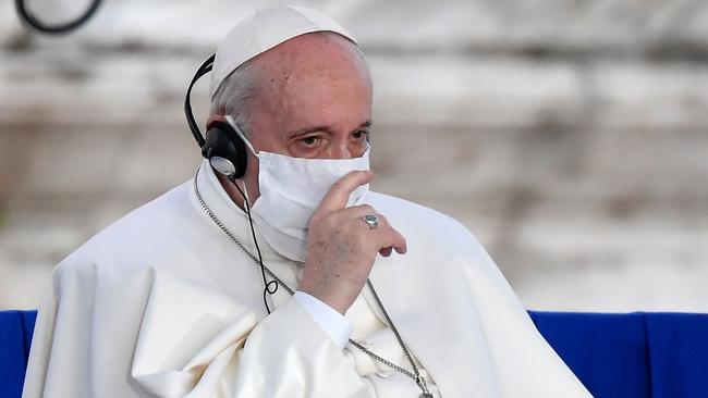 Pope Francis at a ceremony for peace with representatives from various religions in Campidoglio Square in Rome this week. Picture: AFP