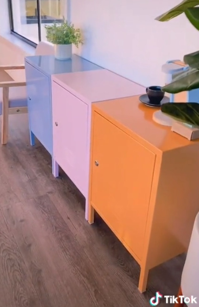 She also revealed the lockers double as a TV unit. Picture: TikTok/travellingwithtoddlers