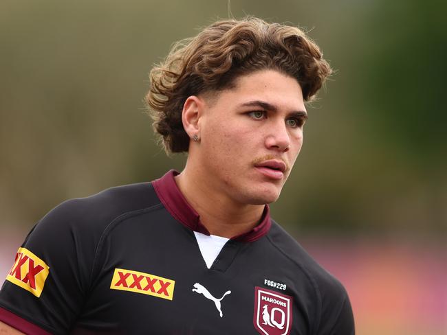 GOLD COAST, AUSTRALIA - JUNE 22: Reece Walsh during a Queensland State of Origin Training Session at Sanctuary Cove on June 22, 2024 in Gold Coast, Australia. (Photo by Chris Hyde/Getty Images)