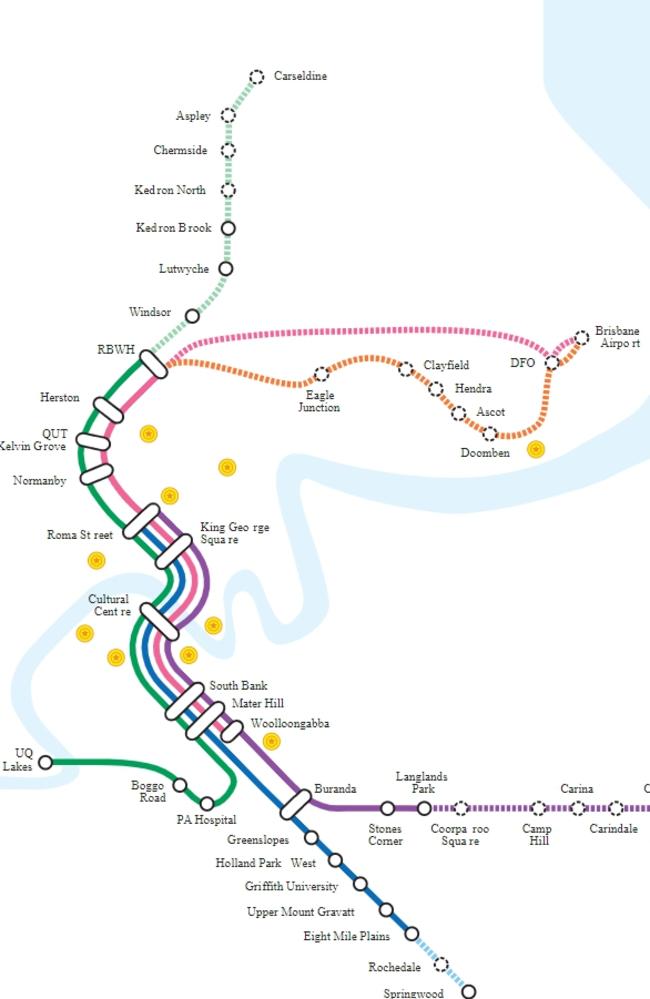 Brisbane Metro possible future expansion. Picture: Brisbane City Council