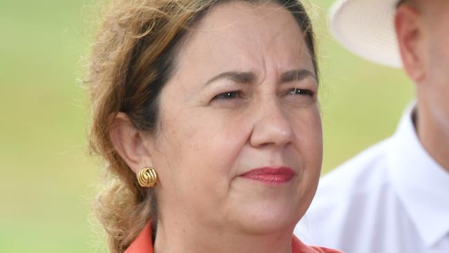 Premier Annastacia Palaszczuk and Chief Health Officer Dr John Gerrard at the Willows Sports Complex, formally known as 1300Smiles Stadium. Picture: Evan Morgan