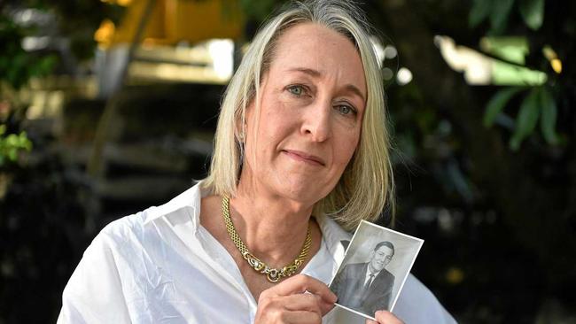 Lyndal Hughes holds a picture of her father John who died in Buderim Private Hospital. Picture: Warren Lynam