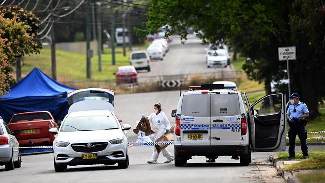 Police and forensic teams at the crime scene of a fatal stabbing in Blacktown. Picture: NCA NewsWire / Jeremy Piper