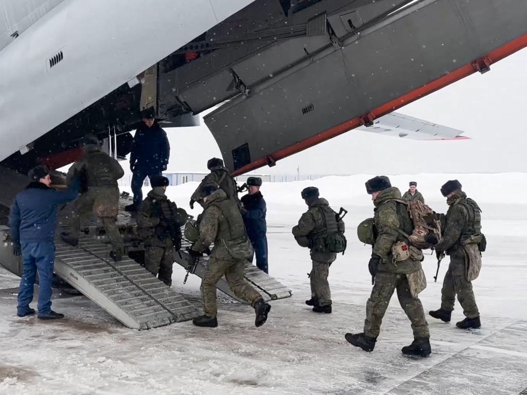 Russian paratroopers depart to Kazakhstan. Picture: Russian Defence Ministry/AFP