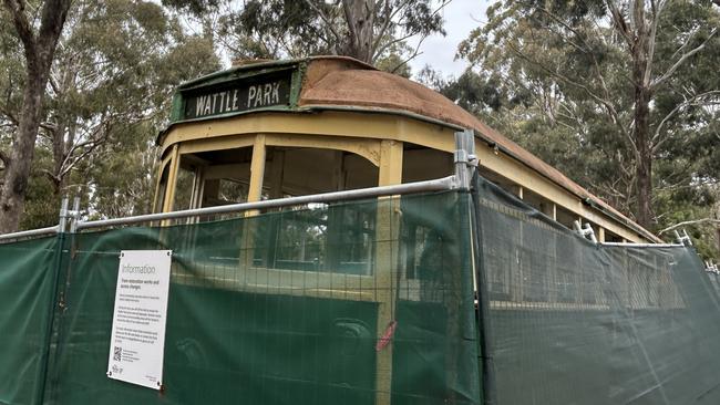 The trams are awaiting restoration.