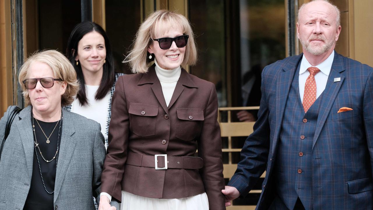 A smiling E. Jean Carroll leaves the courthouse after the verdict. Picture: Spencer Platt/Getty Images via AFP