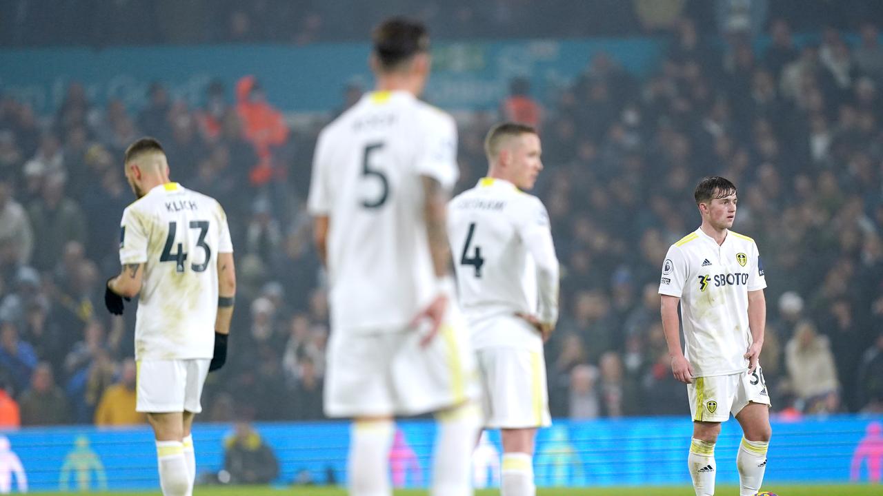 Leeds United players appear dejected after Arsenal scores during a recent Premier League match Picture: Mike Egerton/PA Images/Getty Images