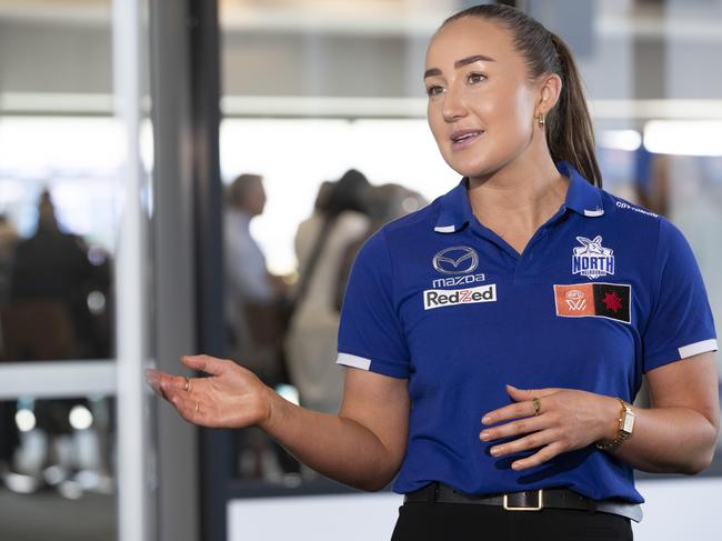 AFLW North Melbourne footballer Nicole Bresnehan at Blundstone Arena. Picture: Chris Kidd