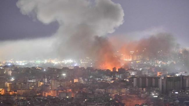 Smoke rises from the site of an Israeli air strike that targeted a neighbourhood in Beirut’s southern suburb. Picture: Fadel Itani/AFP