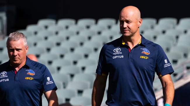 Matthew Nicks after his first game as Crows coach. Picture: Daniel Kalisz/Getty Images.