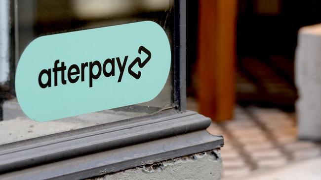 Afterpay logo in a shop window on Little Collins Street, Melbourne. Picture: Andrew Henshaw/NCA NewsWire