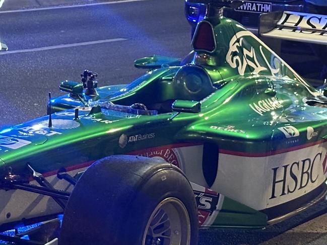 F1 car broke down on Franklin st - presumably for the Motorsport festival. Picture: Leon Georgiou