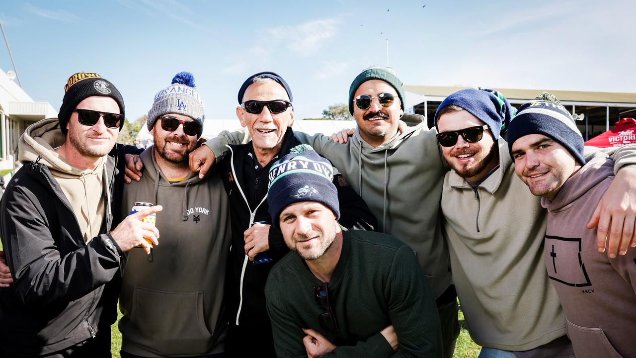 Warrnambool Races: Trent Jones, Kaine Hallinan, Charlie Colella, Daniel Colella, Omran Hakimi, Jarryd Ward, and Jarrod Bunting. Picture: Nicole Cleary