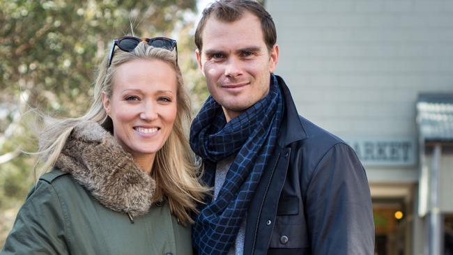 TV presenter on the Seven Network, Sally Bowery, and husband Richard in snow-mode