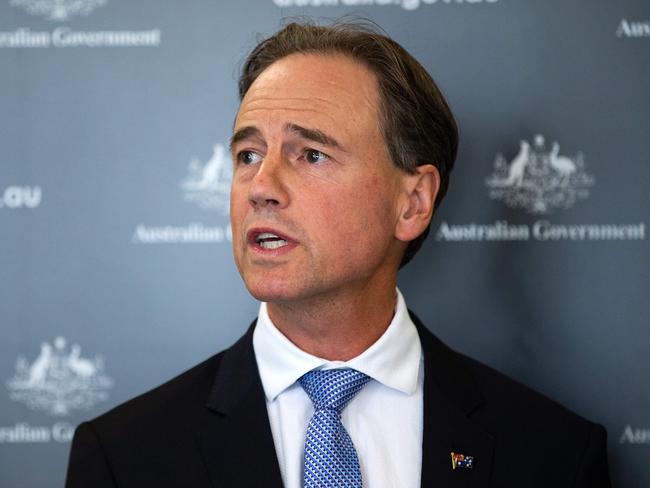 MELBOURNE, AUSTRALIA- NewsWire Photos March 5, 2021: Greg Hunt  Federal Minister for Health and Aged Care provides a COVID-19 update. Picture: NCA NewsWire / Sarah Matray     -