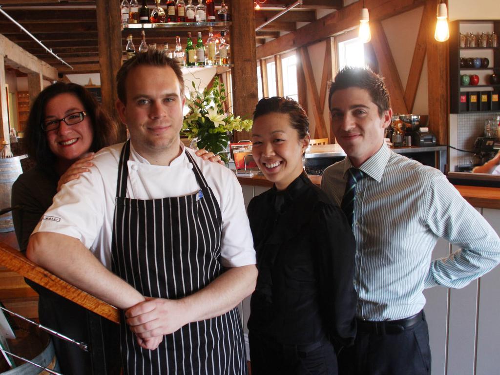 Kim Seagram, Craig Will, Bianca Welsh and James Welsh in 2011, after Stillwater won the Australian Hotels Association national best stand-alone restaurant award. Picture: Bruce Mounster