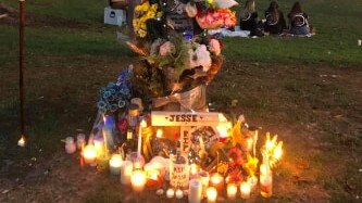 A memorial at Shaws Bay, East Ballina, for Jesse Vilkelis-Curas, and to raise awareness against violence.