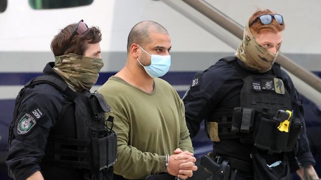 Mostafa Baluch arrives at Bankstown Airport in Sydney after his dramatic arrest. Picture: Richard Dobson