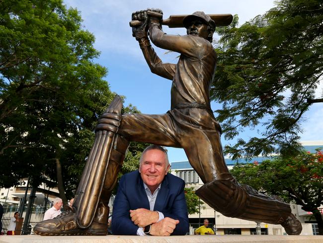 The Allan Border statue is on the move. Picture: David Clark