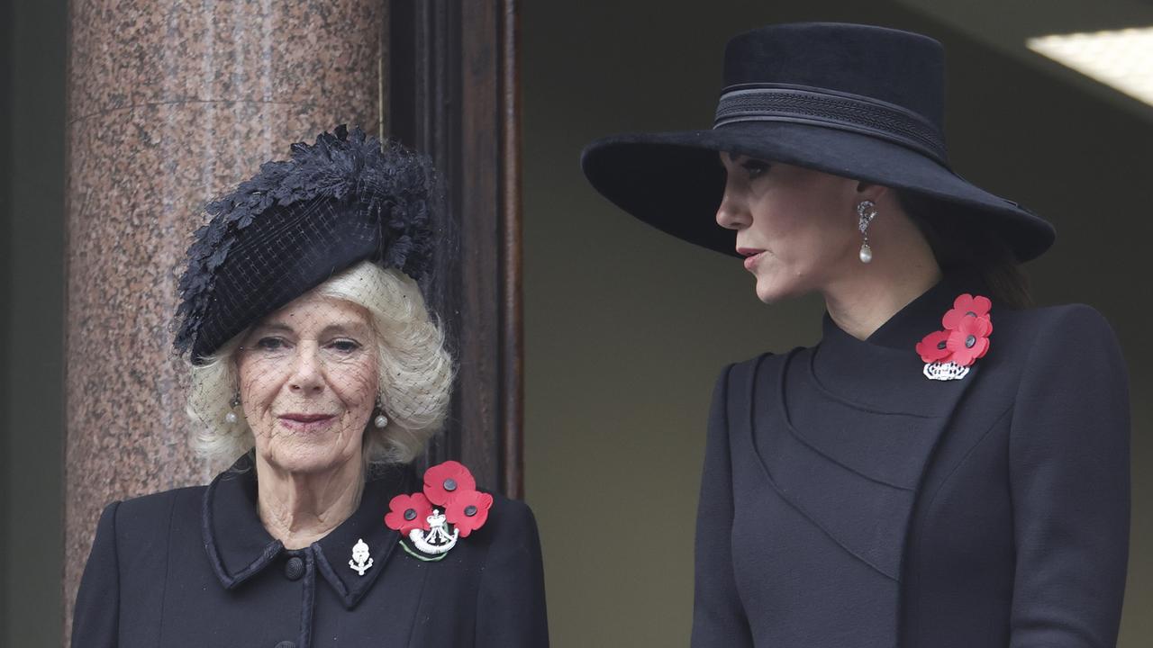 Queen Camilla and Catherine, Princess of Wales at the National Service Of Remembrance at the Cenotaph. Picture: Chris Jackson/Getty Images