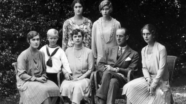 Prince Philip (2L) with his mother Princess Alice, father Prince Andrew and sisters Margarita, Theodora, Sophie, and Cecilie in 1930.