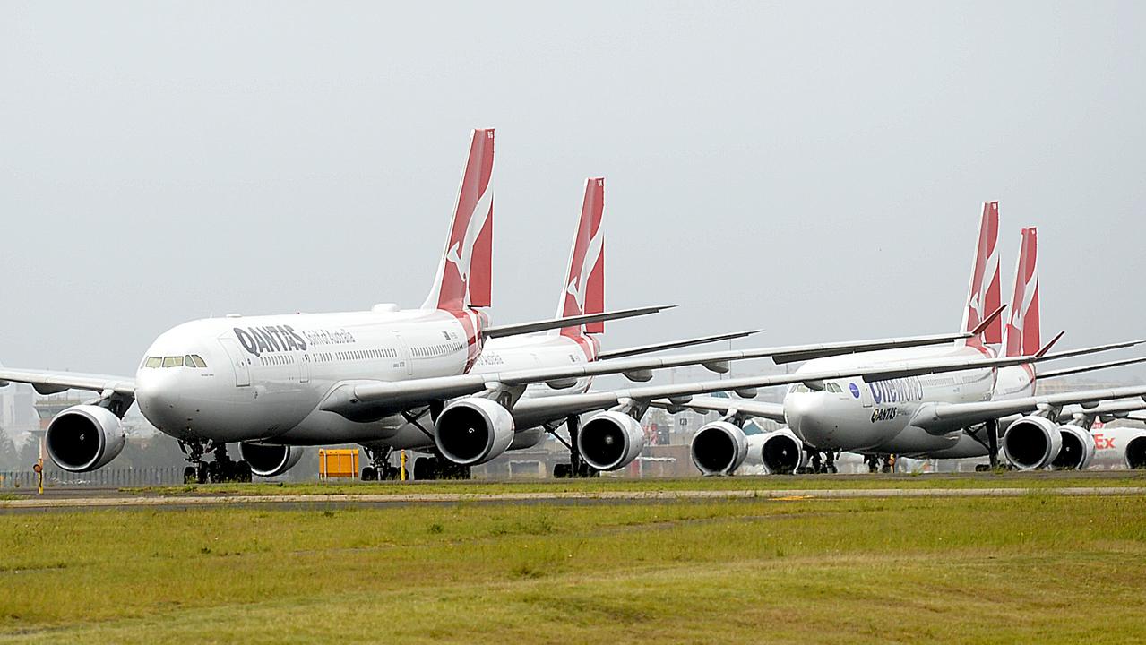 Mr Joyce said that while international border remain closed, the airline will continue to carry the overhead for billions of dollars worth of aircraft in the meantime. Picture: NCA NewsWire / Jeremy Piper