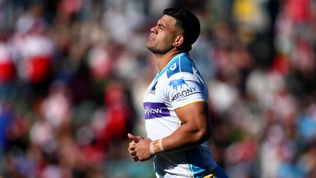 WOLLONGONG, AUSTRALIA – AUGUST 21: David Fifita of the Titans takes to the field during the round 23 NRL match between the St George Illawarra Dragons and the Gold Coast Titans at WIN Stadium on August 21, 2022 in Wollongong, Australia. (Photo by Jason McCawley/Getty Images)