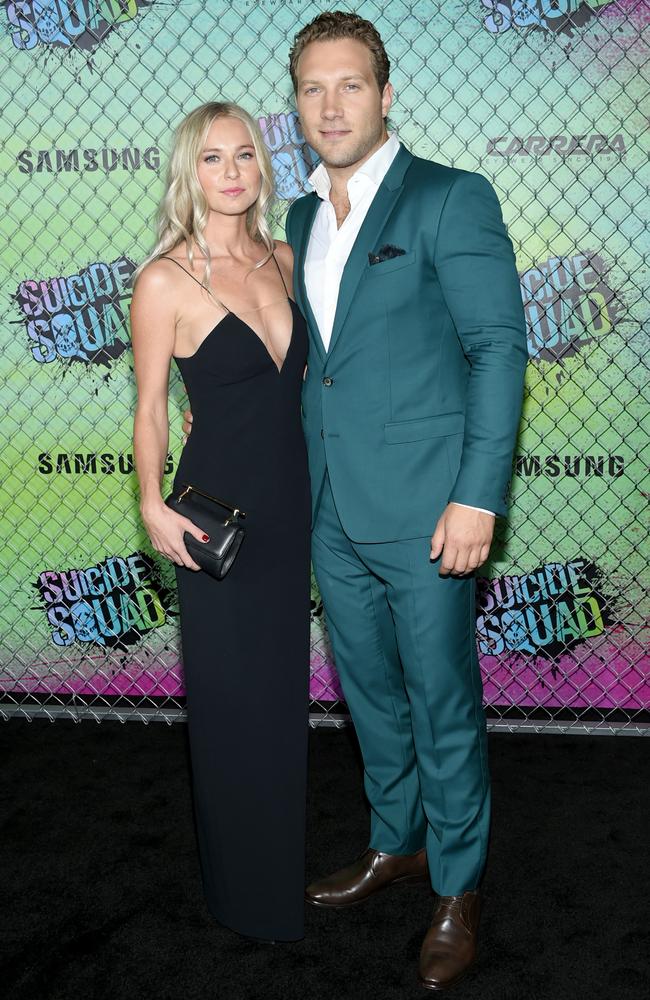 Mecki Dent and Jai Courtney attend the Suicide Squad world premiere on August 1, 2016 in New York City. Picture: AP