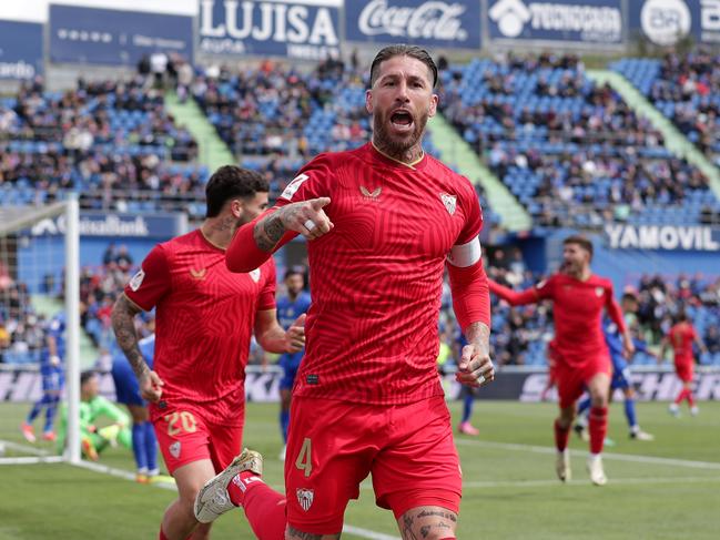 Sergio Ramos of Sevilla FC celebrates a goal. Picture: Getty Images