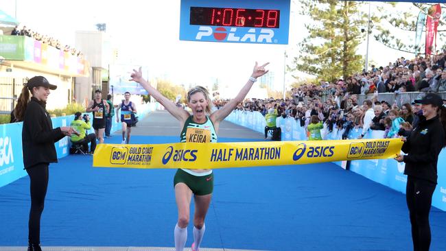 Gold Coast Marathon 2023 Winner of Female Half Marathon KEIRA D'AMATO. 1 July 2023 Southport Picture by Richard Gosling