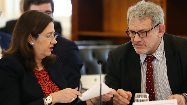 Annastacia Palaszczuk, left, with David Barbagallo in 2019. Picture: AAP