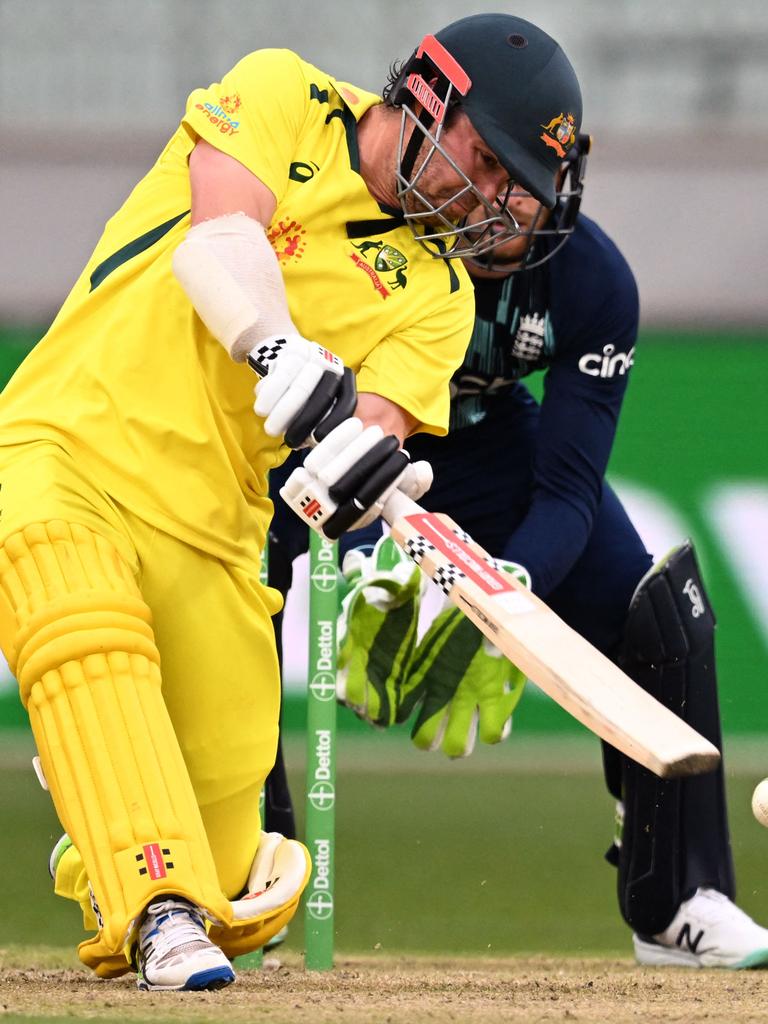 Australia's Travis Head on his way to 152 runs. Pictures: AFP