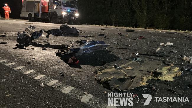 Crash on the Bass Highway near Westbury in northern Tasmania. Picture: 7 Tasmania