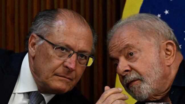 President Luiz Inacio Lula da Silva, right, with Vice-President Geraldo Alckmin at Planalto Palace on Monday. Picture: AFP