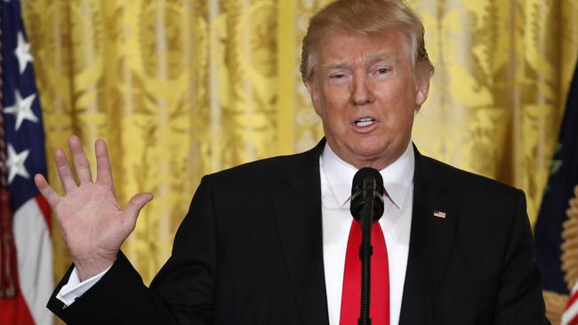 Donald Trump speaks during a news conference, Picture: AP.