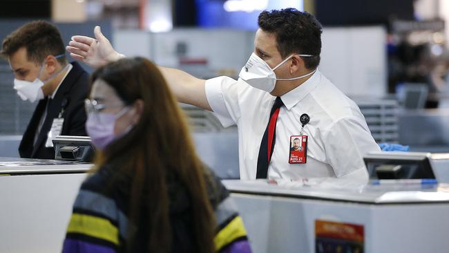 There were chaotic scenes at Melbourne Airport this morning. Picture: Ian Currie