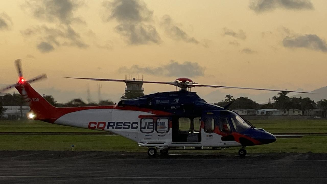 The new and improved BMA CQ rescue helicopter touched down after a maiden flight from Caloundra. August 28, 2024. Photo: Fergus Gregg