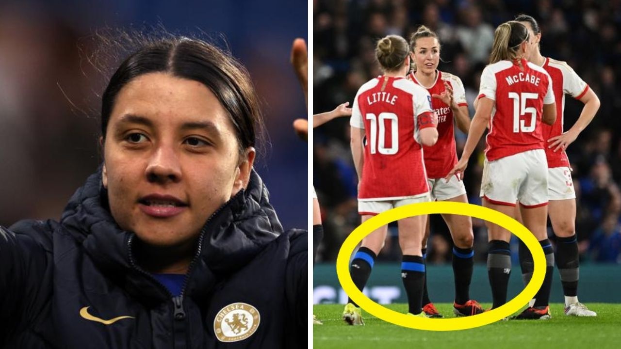 Sam Kerr was in attendance as Chelsea beat Arsenal amid a kit saga.