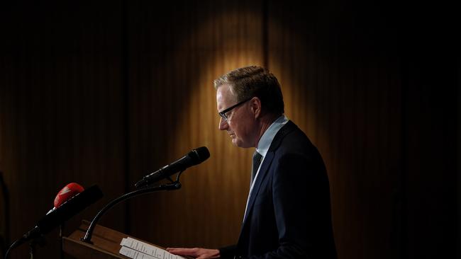 Reserve Bank of Australia governor Dr Philip Lowe speaks to the media in Sydney in March. Picture: AAP