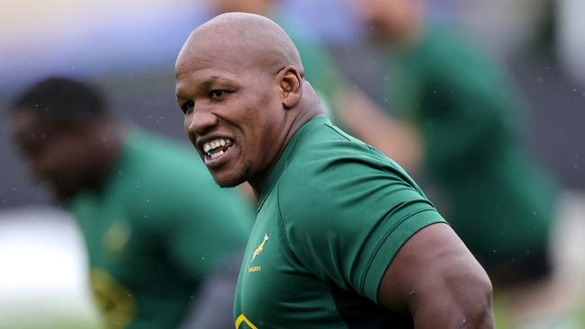 DOMONT, FRANCE - OCTOBER 23:  Bongi Mbonambi looks on during a South Africa training session ahead of their Rugby World Cup France 2023 Final match against New Zealand at Stade des Fauvettes on October 23, 2023 in Domont, France. (Photo by David Rogers/Getty Images)