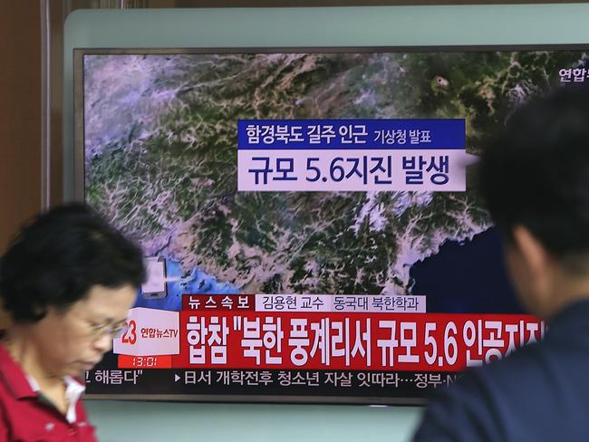 A man watches a TV reporting on a possible nuclear test conducted by North Korea. Picture: AP