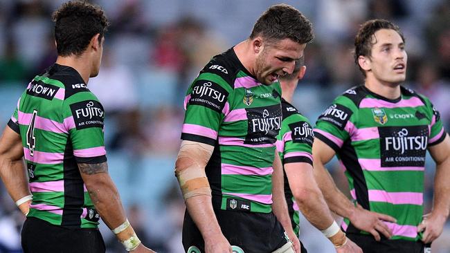 Sam Burgess had an off night against the Roosters. Picture: AAP