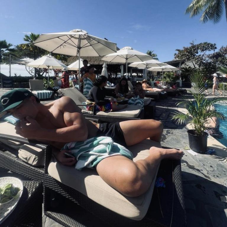 Australian Rugby's prized signing and Sydney Roosters player, Joseph-Aukuso Suaalii, poolside at a luxury resort in Fiji while the Wallabies were getting lapped by South Africa.