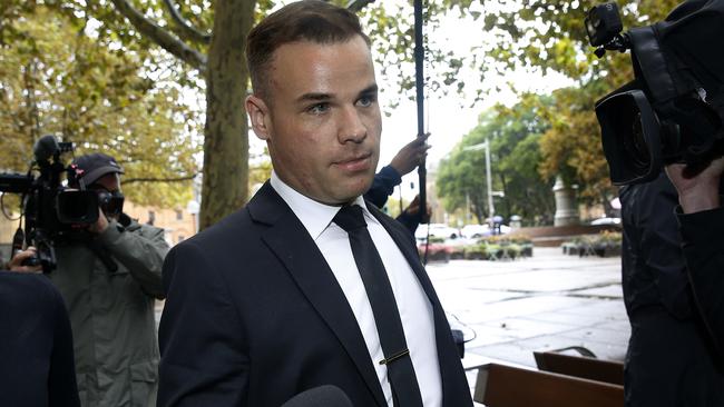 Former Seven Producer Taylor Auerbach leaves the Federal Court in Sydney after giving new evidence in the Bruce Lehrmann Defamation Trial.  Picture: NCA NewsWire / John Appleyard