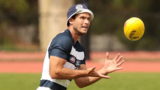 The Cats surprised by picking Tom Hawkins. Picture: Alison Wynd