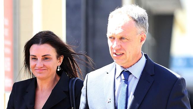 Jacqui Lambie and then Jacqui Lambie network party spokesman Glynn Williams arrive at the Burnie Court in 2018. Picture: Chris Kidd.