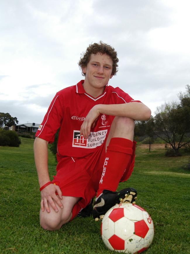 Luke Withey at 15 heading to England to pursue a soccer career. Picture: Noelle Bobrige